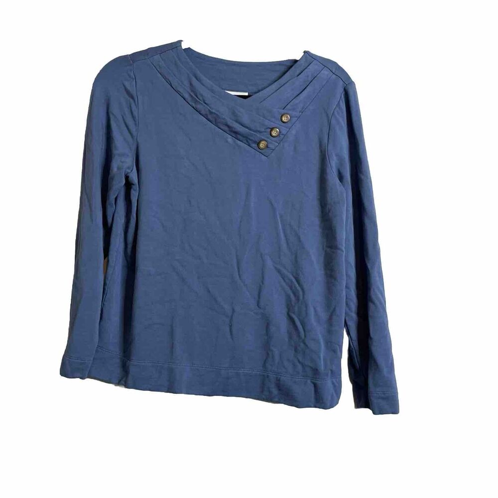 Pure Jill Womens Blue Long Sleeve Pullover Sweatshirt Fleece Lined Size Small P